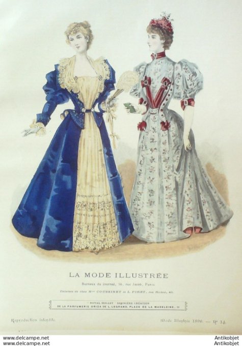 Gravure Mode illustree 1896 # 14 (Old Fashion plate) rare