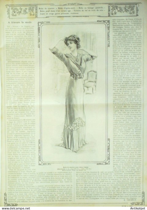 La Mode illustrée journal 1910 n° 36 Toilettes Costumes Passementerie