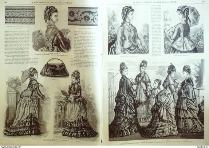 La Mode illustrée journal + gravure associée 1874 # 23