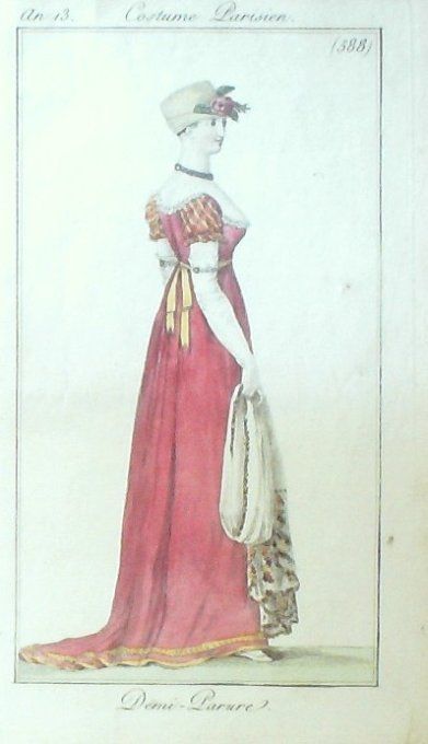 Gravure Costume Parisien 1805 an 13 # 588 (eau forte) Demi parure