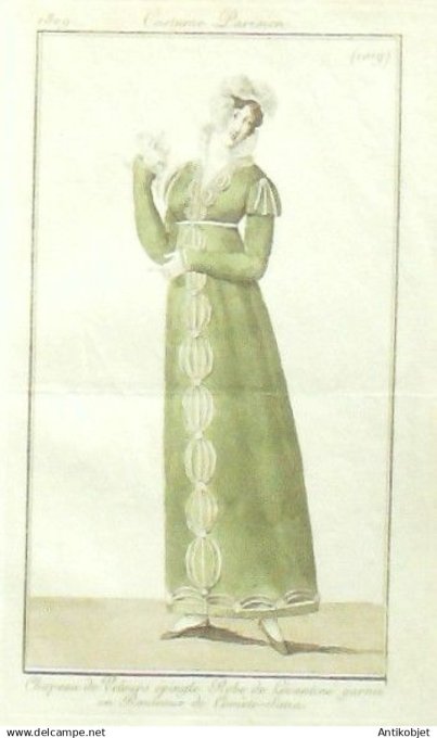 Costume Parisien 1809 #1019 (eau forte) Robe de Levantine