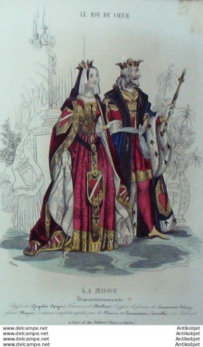 Gravure La mode 1842 #  5 (aquarelle old Fashion plate)