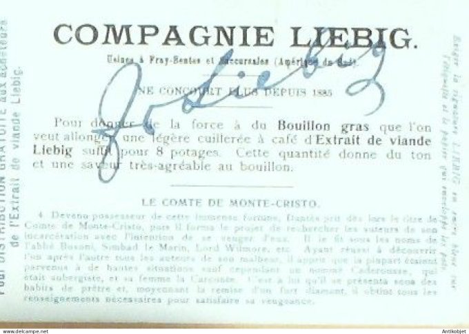 Chromo Liebig Sang  697 Le Comte de Monte-Cristo III (1902)