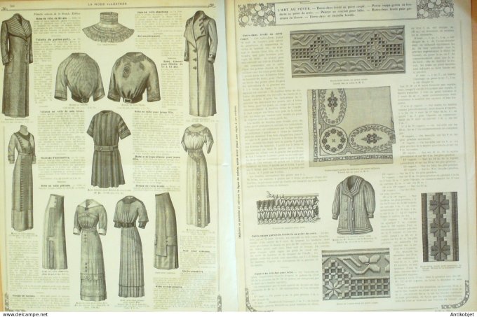 La Mode illustrée journal 1911 n° 23 Toilettes Costumes Passementerie