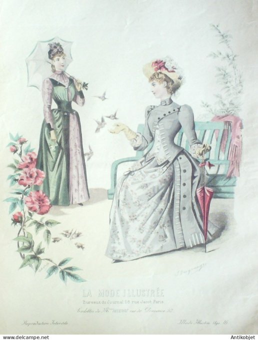 Gravure Mode illustree 1890 # 16 (Old Fashion plate) RARE