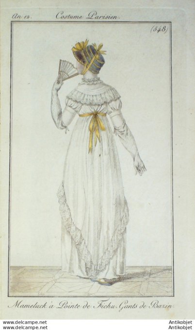 Gravure de mode Costume Parisien 1804 n° 548 (An 12) Mameluck à pointe fichu
