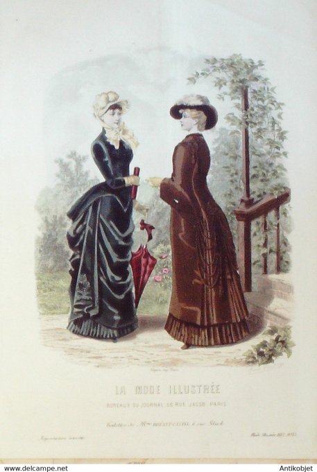 Gravure de mode La Mode illustrée 1882 n°43 (Maison Bréant-Castel)
