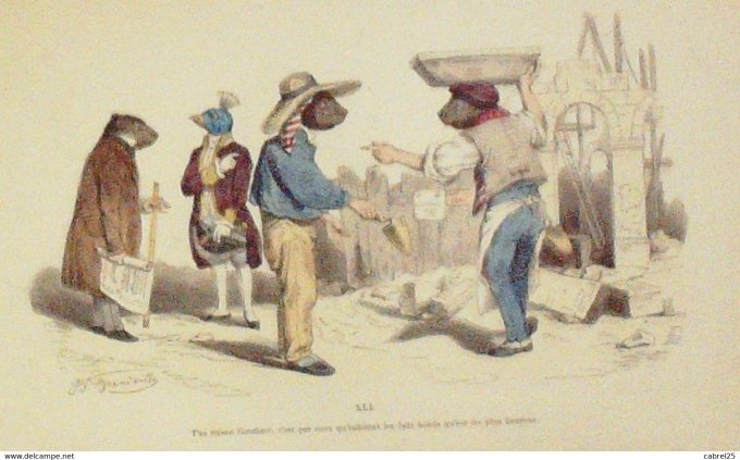 Grandville "Les Métamorphoses du jour" XLIA Oiseau Rat Mouton 1847