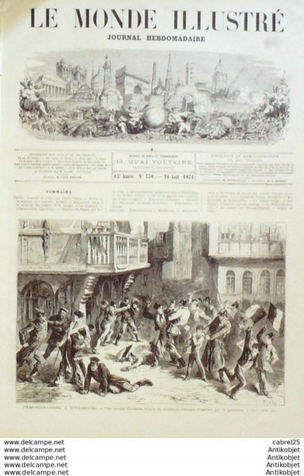 Le Monde illustré 1871 n°750 Strasbourg (67) Reishoffen Bar Le Duc (55) Algérie Alma Italie Rome Pal