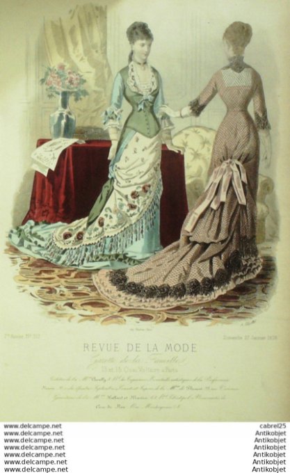 Gravure Mode La Gazette 1878 # 317 (Old Fashion plate)
