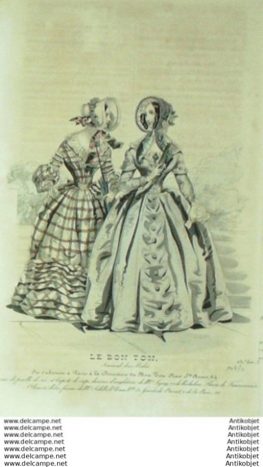 Gravure Mode Le Bon Ton 1840 # 430 (aquarelle old fashion plate)