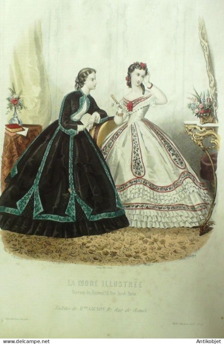 Gravure Mode illustree 1863 # 45 (Old Fashion plate)