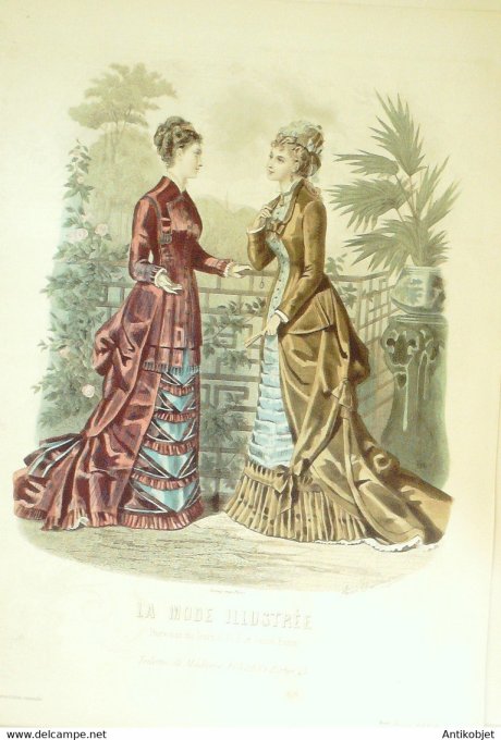 Gravure de mode La Mode illustrée 1878 n°34 (Maison Fladry)