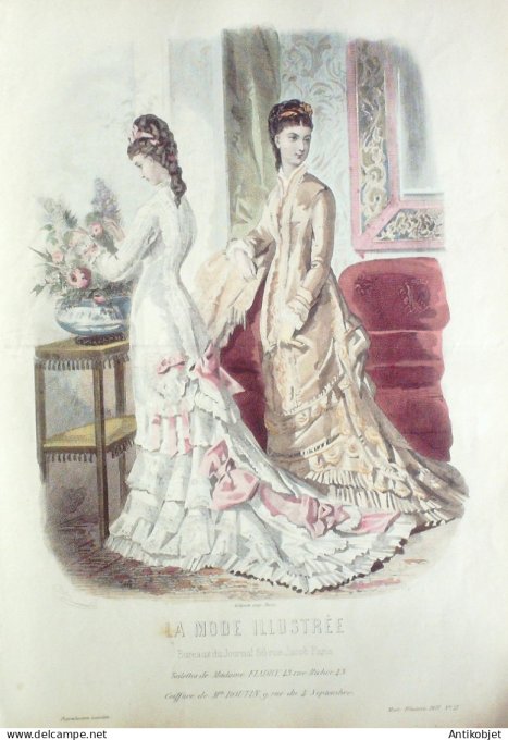 Gravure Mode illustree 1877 # 27 (Old Fashion plate)