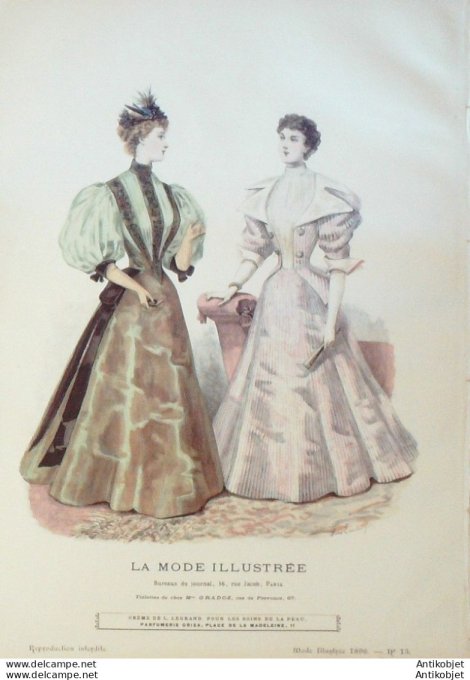 Gravure Mode illustree 1896 # 13 (Old Fashion plate) rare