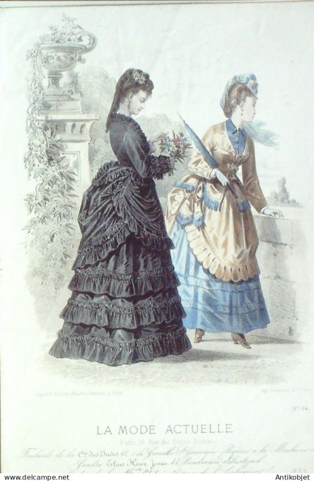 Gravure La Mode actuelle 1871 #  54 (Old Fashion plate)
