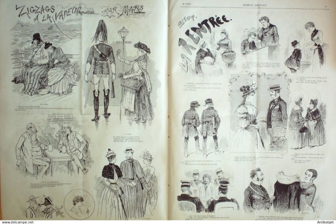 Le Journal Amusant 1889 # 1729 Devoir de vacances par Henriot