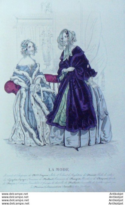 Gravure La mode 1841 # 42 (aquarelle old Fashion plate)