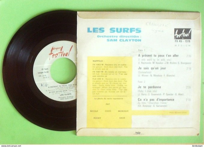 Les Surfs 45T EP A présent tu peux t'en aller 1964