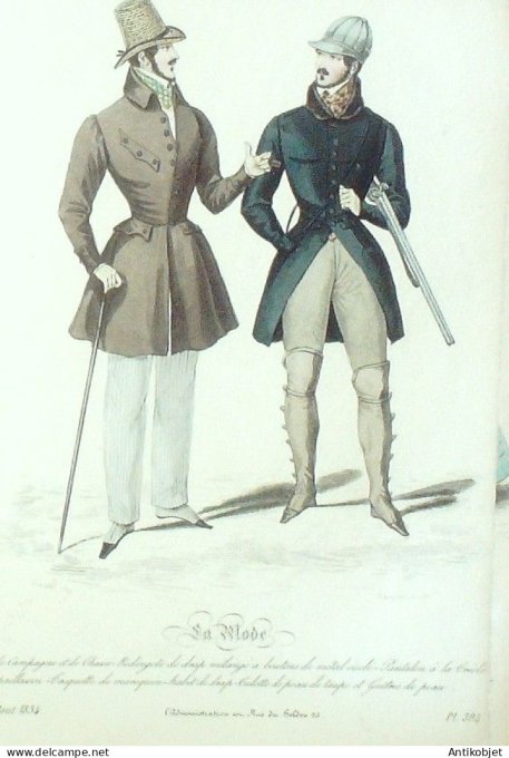 Gravure La mode 1834 # 394 (aquarelle old Fashion plate)