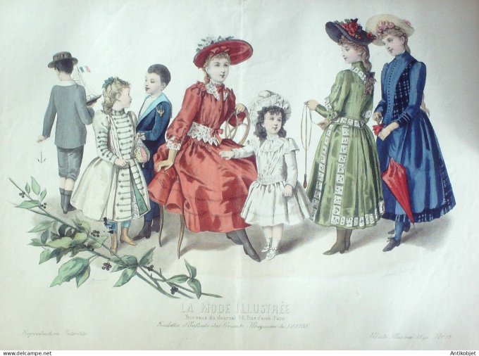 Gravure Mode illustree 1890 # 17 (Old Fashion plate) RARE