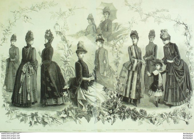 Gravure de mode La Mode illustrée (Maison Coussinet) Pardessus hiver