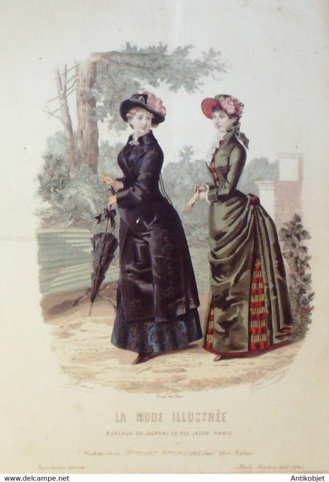Gravure de mode La Mode illustrée 1882 n°44 (Maison Fladry-Coussinet)