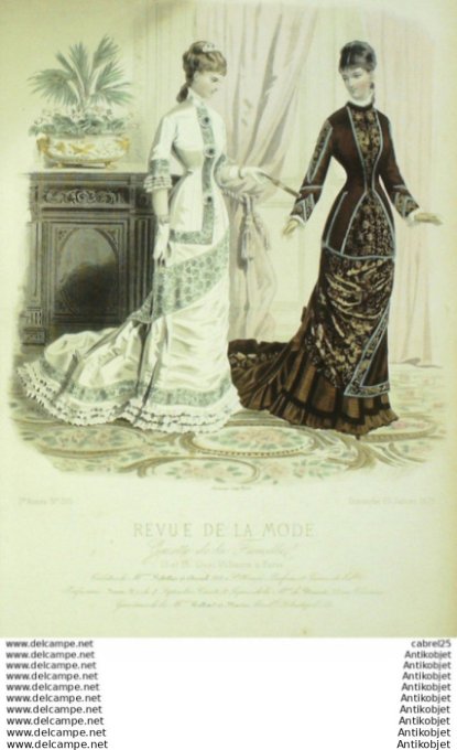 Gravure Mode La Gazette 1878 # 316 (Old Fashion plate)
