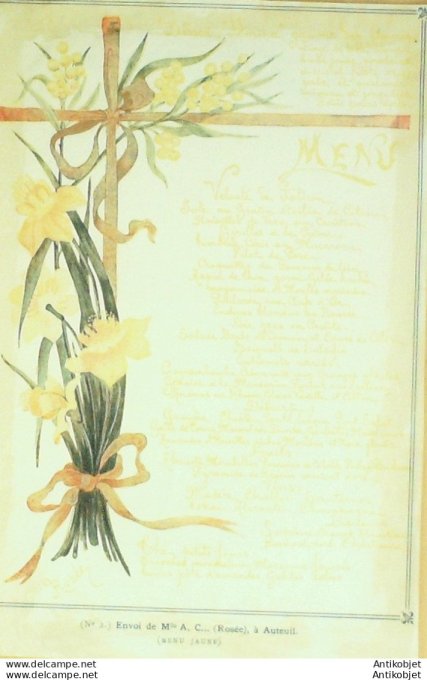 Menu illustré de roseaux restaurant à Auteuil Paris 16