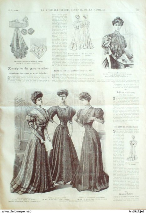 La Mode illustrée journal 1906 n° 37 Robe en linon