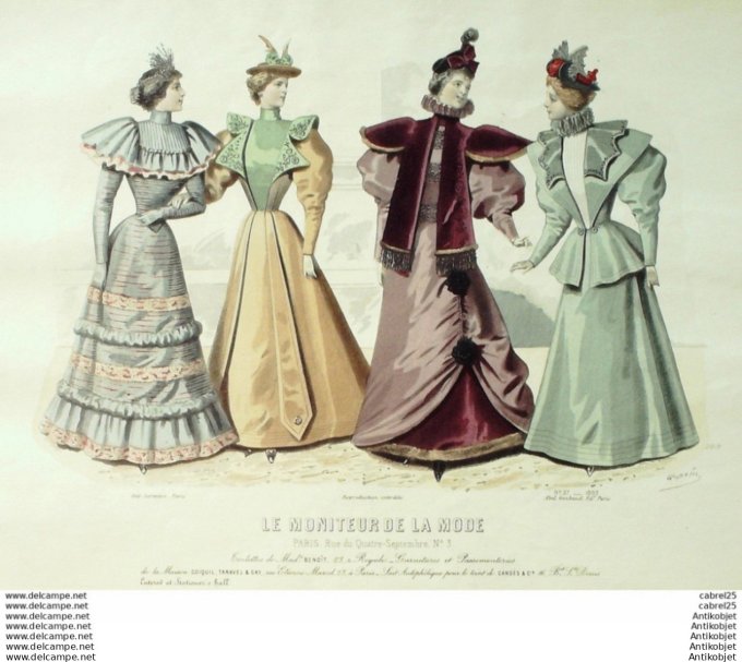 Gravure Mode Le Moniteur 1893 # 37 (Old Fashion plate)