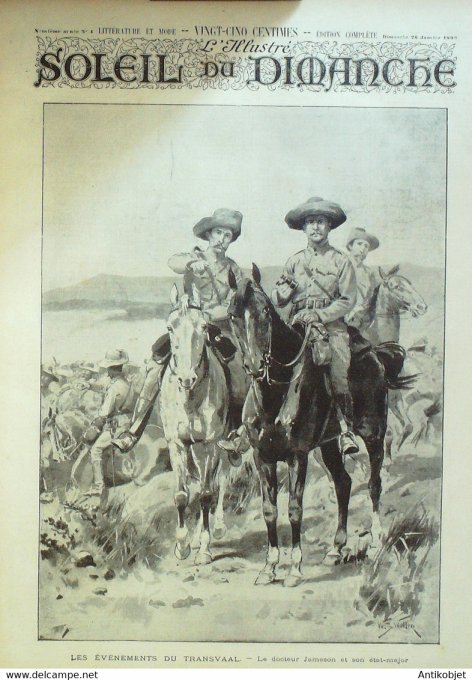 Soleil Du Dimanche 1896 N° 4 Transvaal Afrique Sud Kruger Jameson  Léo Claretie