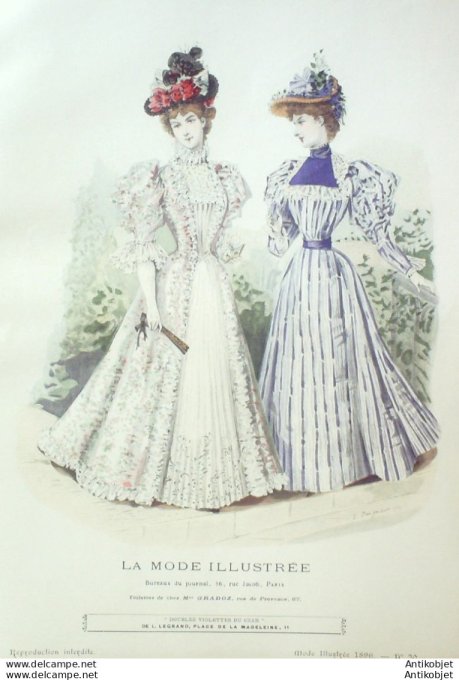 Gravure Mode illustree 1896 # 20 (Old Fashion plate) rare