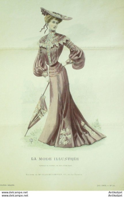 Gravure Mode illustree 1903 # 25 (Old Fashion plate) rare