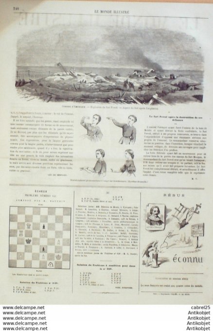 Le Monde illustré 1864 n°391 Italie Turin Usa Peterburg Fort Powel Bordeaux (33) Halage Du Bacalan