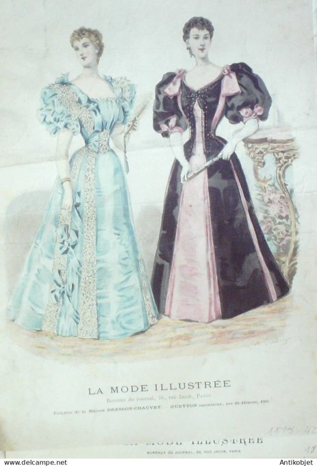 Gravure Mode illustree 1898 # 42 (Old Fashion plate) RARE