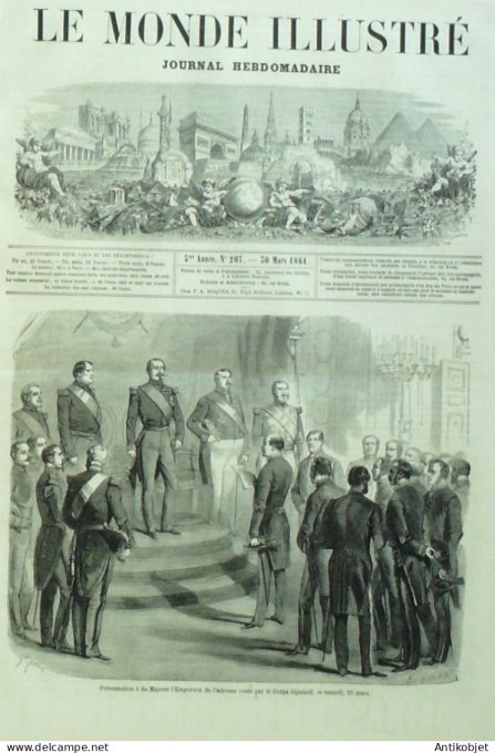 Le Monde illustré 1861 n°207 Etats-Unis Abraham Lincoln Italie Gaête Japon Yeddo