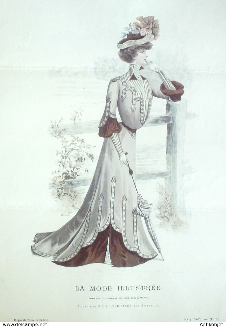 Gravure Mode illustree 1901 # 11 (Old Fashion plate) RARE