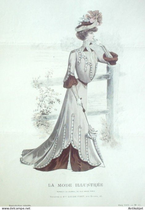 Gravure Mode illustree 1901 # 11 (Old Fashion plate) RARE