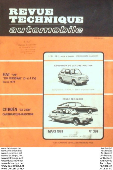 R.T Automobile Citroën CX2400 Fiat 126   # 376