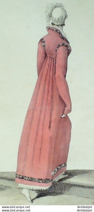Gravure de mode Costume Parisien 1810 n°1031 Redingote en chefs cachemire
