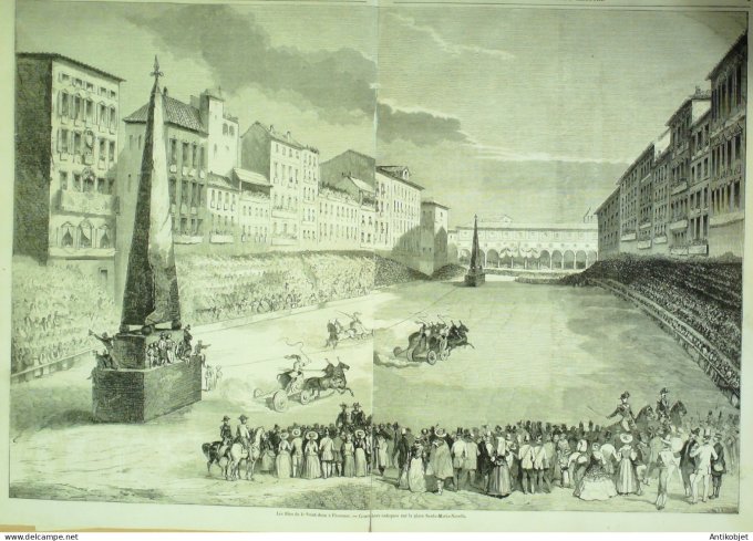 Le Monde illustré 1857 n° 12 La Flèche (72) Italie Florence Santa-Maria-Novella