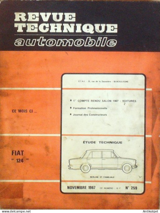 Revue Tech. Automobile 1967 n°259 Fiat 124