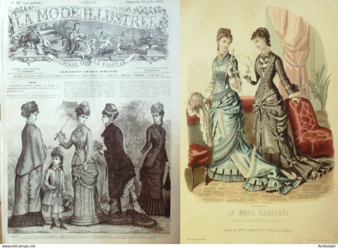 La Mode illustrée journal + gravure associée 1879 #  29