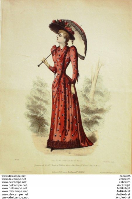 Gravure Mode Le Coquet 1890 # 21 (Old Fashion plate)