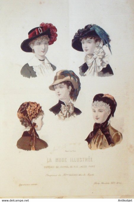 Gravure de mode La Mode illustrée 1882 n°45 (Maison Villedieu)