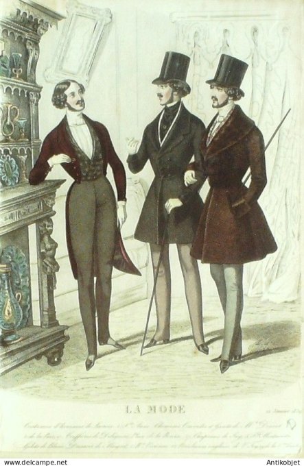 Gravure La mode 1839 #  5 (aquarelle old Fashion plate)