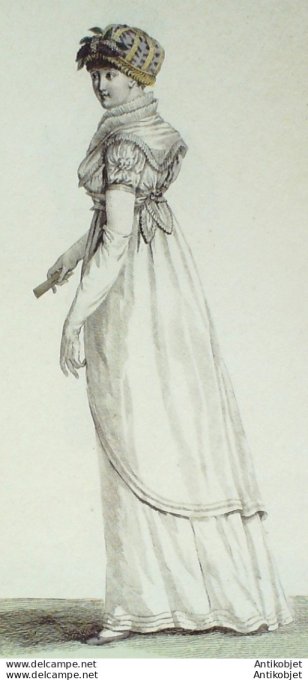Gravure de mode Costume Parisien 1804 n° 550 (An 12) Colerette en canezou