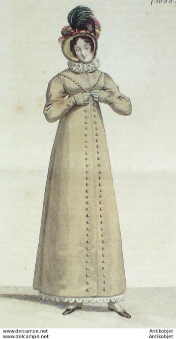 Gravure de mode Costume Parisien 1817 n°1688 Redingote de drap