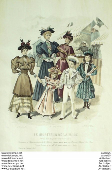 Gravure Mode Le Moniteur 1893 # 21 (Old Fashion plate)